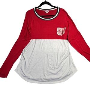 Miss Popular Ohio Spirit Jersey Red White Colorblock Long Sleeve Shirt XL R-1397